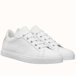 Hermes Avantage Low Top White Leather Trainers Smooth