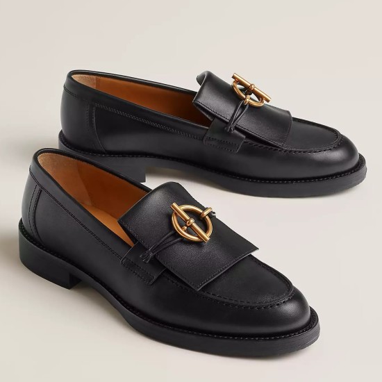 replica hermesimpact loafers in black leather uk