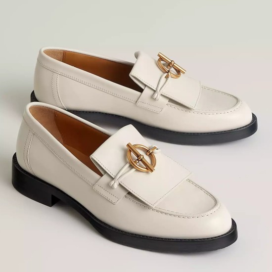 replica hermesimpact loafers in white leather uk