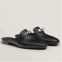hermesoz mules in black leather uk