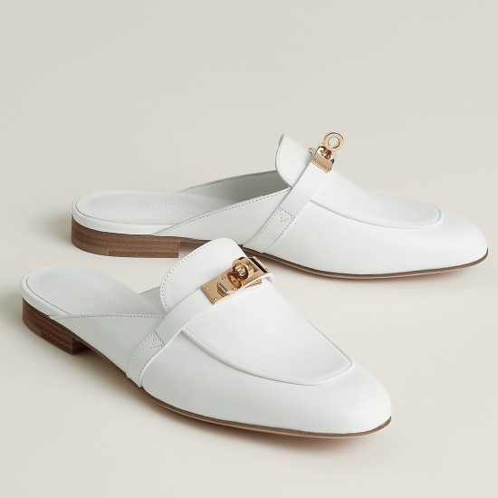 replica hermesoz mules in white calfskin uk
