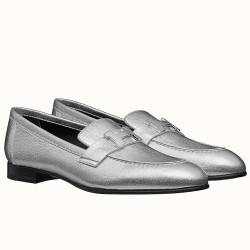 hermesparis loafers in silver metallic goatskin uk