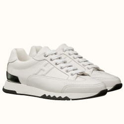 Hermes Trail Leather Low Top Trainers In White