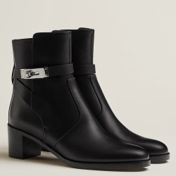 Hermes Frenchie 50mm Ankle Boots In Black Calfskin UK