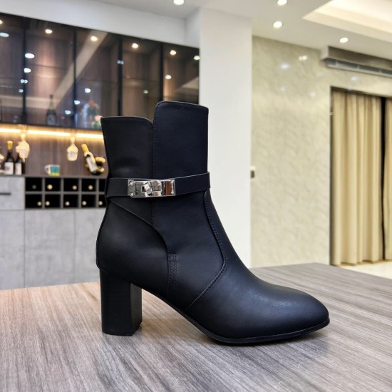 Replica Hermes Frenchie 50Mm Ankle Boots In Black Calfskin Uk - 3057 - Buddha Luxury