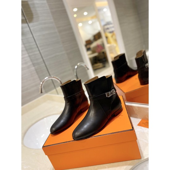 replica Hermes Neo Ankle Boots in Black Calfskin UK
