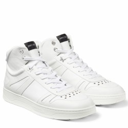 Jimmy Choo Hawaii High-Top Leather Trainers In White