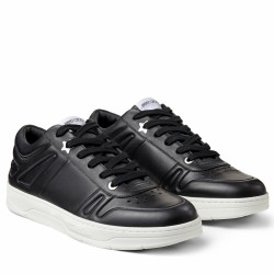Jimmy Choo Hawaii Leather Low Top Trainers In Black Smooth
