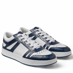 Jimmy Choo Hawaii Blue Croc Embossed Leather Trainers
