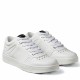 Jimmy Choo Hawaii White Leather Trainers Front View Pair of Jimmy Choo Hawaii white leather trainers showing front three-quarter angle