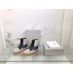 Jimmy Choo Cora Flat Combat Boots In Monogram Jacquard Uk