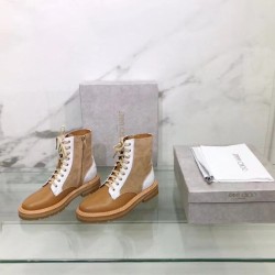 Jimmy Choo Cora Flat Combat Boots In Brown Leather UK