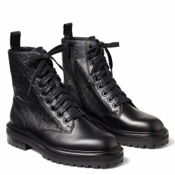 Jimmy Choo Cora Flat Combat Boots In Black Leather Uk