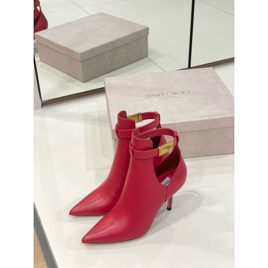 Replica Jimmy Choo 3086 JC1605 Buddha Luxury Replica Jimmy Choo Nell Ankle Boots 85Mm In Red Leather Uk - 3086 - Buddha Luxury