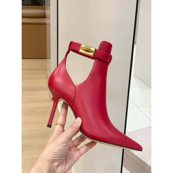 Replica Jimmy Choo 3086 JC1605 Buddha Luxury Replica Jimmy Choo Nell Ankle Boots 85Mm In Red Leather Uk - 3086 - Buddha Luxury