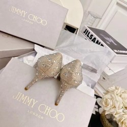 Jimmy Choo Alia 85mm Pumps In Gold Crystal UK