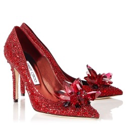 Jimmy Choo Avril 100mm Pumps In Red Crystal UK