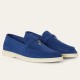 replica loro pianasummer charms walk loafers in blue fluorite suede leather uk