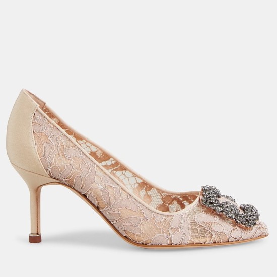 Replica Manolo Blahnik Hangisi 70 Pumps In Nude Lace Uk - 3316 - Buddha Luxury