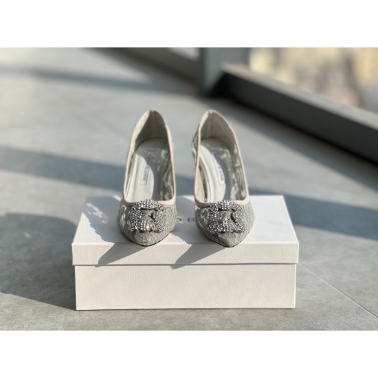 replica Manolo Blahnik Hangisi 70 Pumps In Grey Lace UK