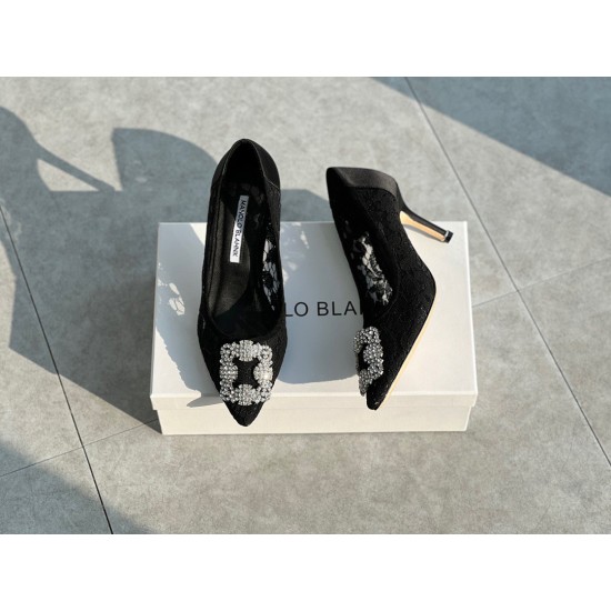 replica Manolo Blahnik Hangisi 70 Pumps In Black Lace UK