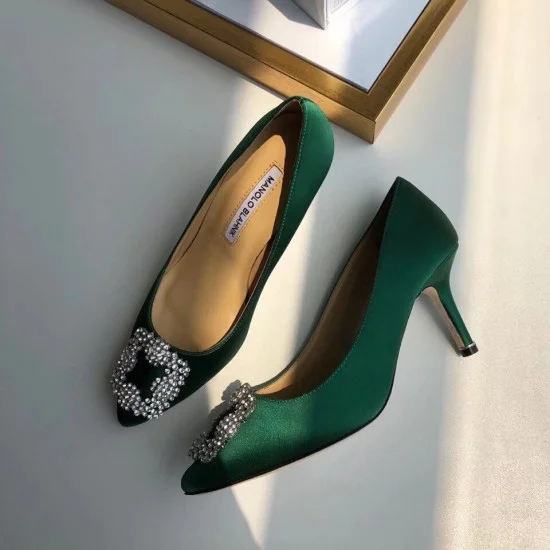 Replica Manolo Blahnik 3178 MB298 Buddha Luxury Replica Manolo Blahnik Hangisi 70 Pumps In Green Satin Uk - 3178 - Buddha Luxury