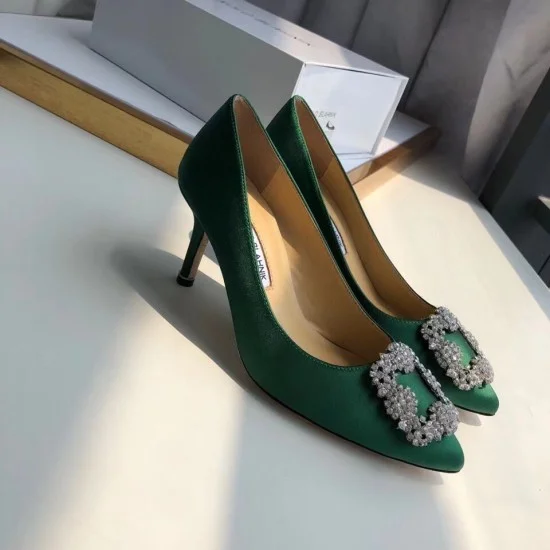 Replica Manolo Blahnik 3178 MB298 Buddha Luxury Replica Manolo Blahnik Hangisi 70 Pumps In Green Satin Uk - 3178 - Buddha Luxury