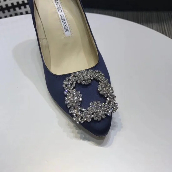 Replica Manolo Blahnik Hangisi 70 Pumps In Navy Blue Satin Uk - 3179 - Buddha Luxury