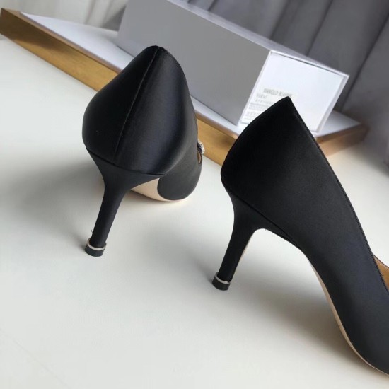 replica Manolo Blahnik Hangisi 70 Pumps In Black Satin UK
