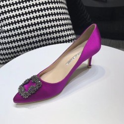 Manolo Blahnik Hangisi 70 Pumps In Purple Satin UK