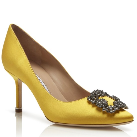 Replica Manolo Blahnik Hangisi 70 Pumps In Yellow Satin Uk - 3184 - Buddha Luxury