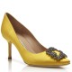 Replica Manolo Blahnik Hangisi 70 Pumps In Yellow Satin Uk - 3184 - Buddha Luxury