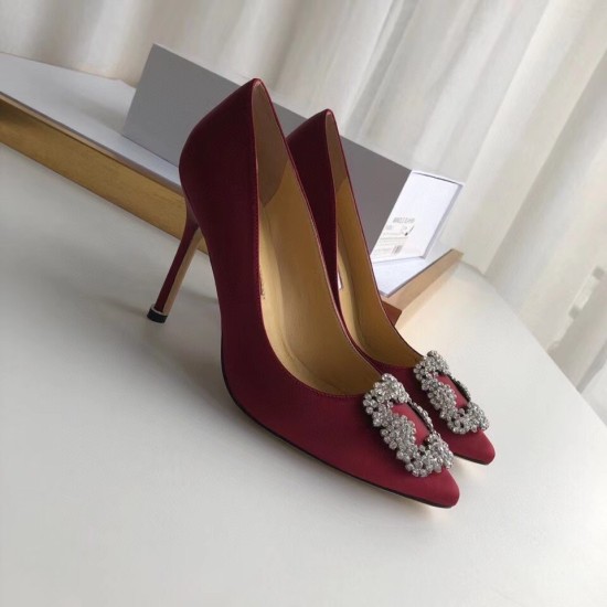 replica Manolo Blahnik Hangisi 105 Pumps In Bordeaux Satin UK