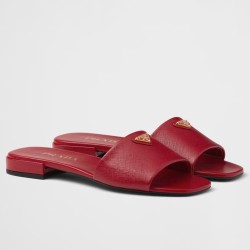 pradaslides in red saffiano leather uk