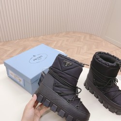 Prada Gabardine Après-ski Boots in Black Nylon UK