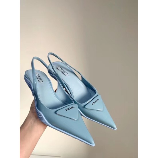replica Prada Slingback Pumps In Light Blue Brushed Leather UK