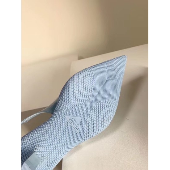 replica Prada Slingback Pumps In Light Blue Brushed Leather UK
