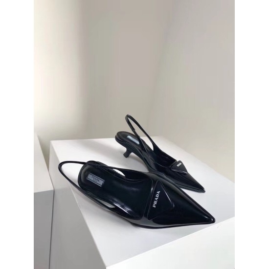 replica Prada Slingback Pumps In Black Brushed Leather UK
