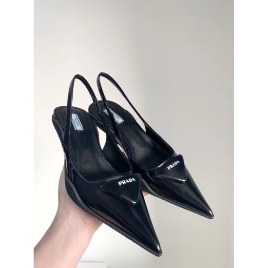 replica Prada Slingback Pumps In Black Brushed Leather UK