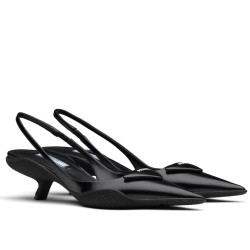 Prada Slingback Pumps In Black Brushed Leather UK