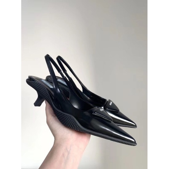 replica Prada Slingback Pumps In Black Brushed Leather UK