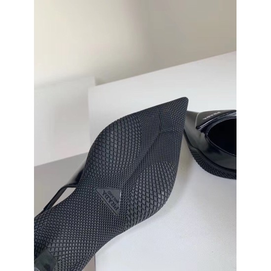 replica Prada Slingback Pumps In Black Brushed Leather UK