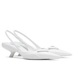 Prada Slingback Pumps In White Brushed Leather UK
