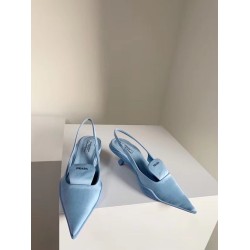 Prada Gabardine Slingback Pumps In Light Blue Nylon UK