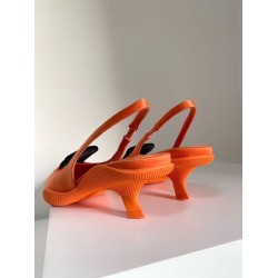 Prada Gabardine Slingback Pumps In Orange Nylon UK