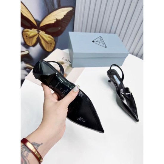 Replica Prada Slingback Pumps 55Mm In Black Brushed Leather Uk - 3245 - Buddha Luxury