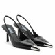 replica Prada Slingback Pumps 75MM In Black Brushed Leather UK