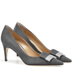 Sergio Rossi SR1 Pumps 75mm In Grey Suede UK Sergio Rossi SR1 Pumps 75mm In Grey Suede UK