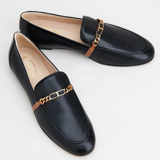 replica todsblack chain-embellished leather loafers uk