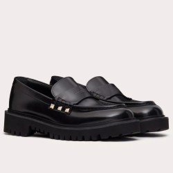 valentinorockstud loafers in black calfskin uk